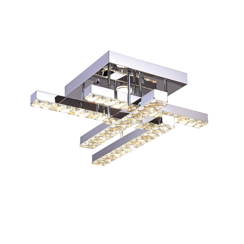 Modern 4 Light LED Crystal Flush Mount