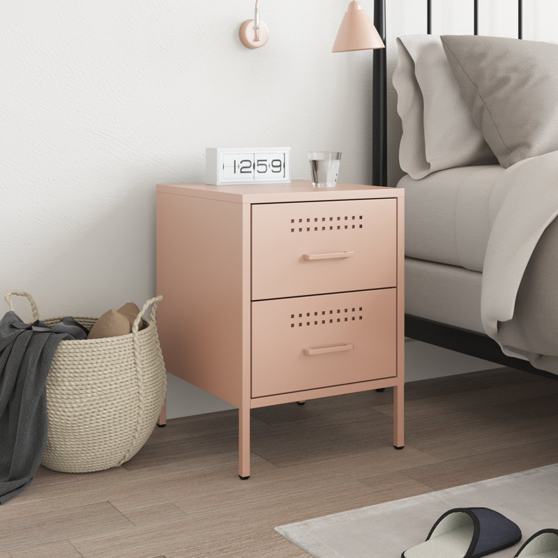 Loredana Bedside Cabinet 36 x 39 x 50.5 cm Steel, Pink, Individual