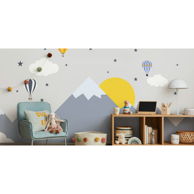 Papier peint amovible Snowy Mountain Clouds and Stars, L 35,04 po x l 55 po