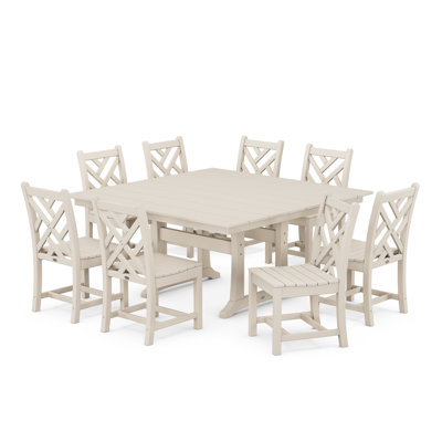 Chippendale 9-Piece Farmhouse Trestle Dining Set