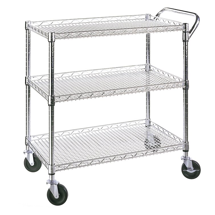 7 -Layer Chrome(Silver) Kitchen Shelf Metal Heavy-Duty Craft Free Standing  Storage Tool Cart Height Adjustable