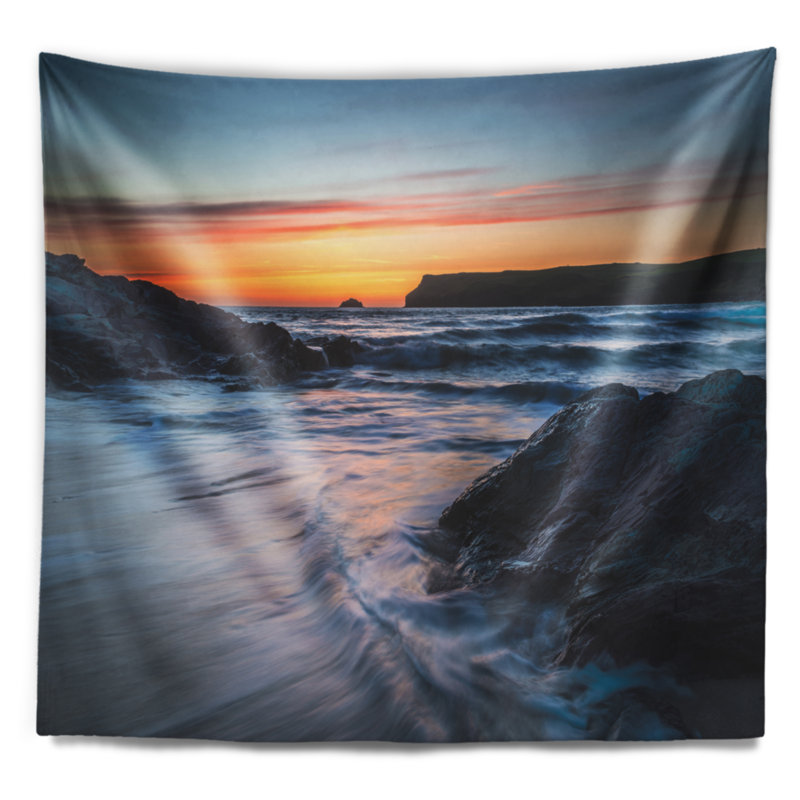 Tapisserie «Seascape Sunset» à Polzeath Beach, H 78 po x l 92 po
