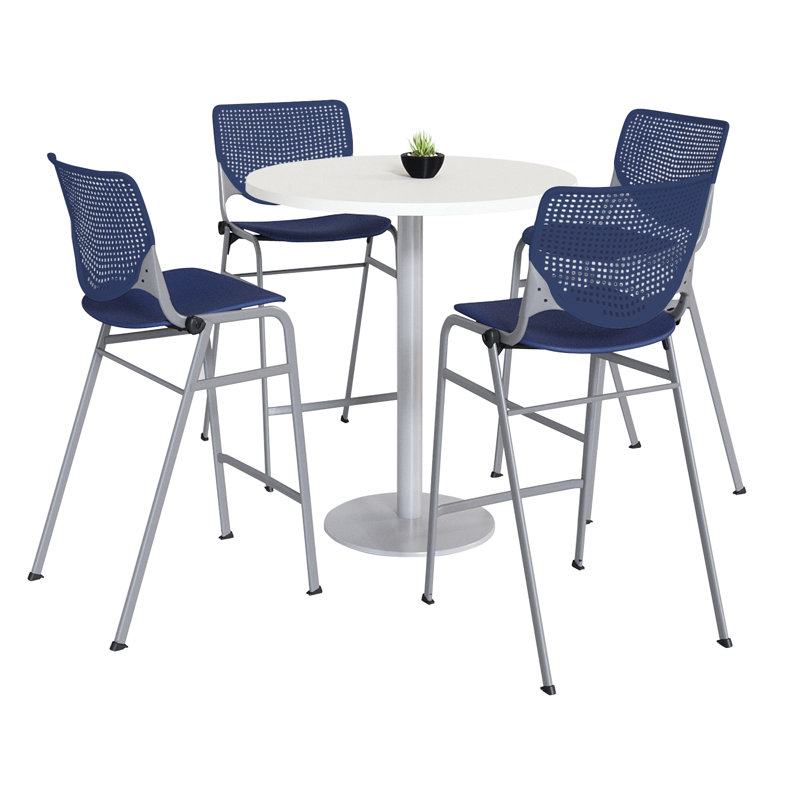 Mode - KOOL Ensembles de table ronde et de chaises pour salle de pause, H 41 po x L 42 po x l 42 po, Marine, Blanc