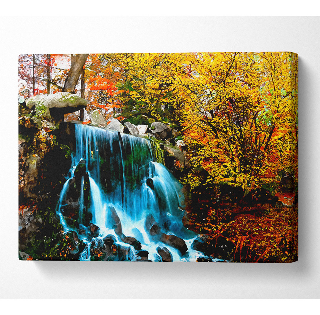 Der Herbstwald-Wasserfall - Kunstdrucke auf Leinwand