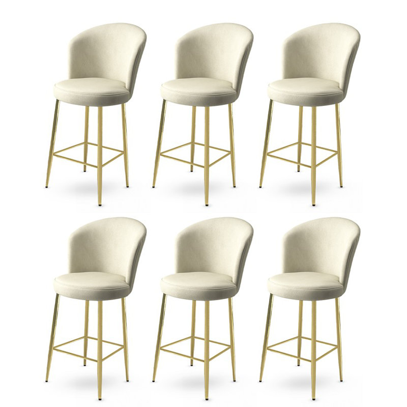 Ensemble de tabourets de bar modernes (6 pièces) - Cappuccino et doré, 18,1 po x 42,1 po x 15,7 po | Structure 100% métal, tissu Babyface, hauteur du dossier 37 cm, hauteur du siège 27,6 po | Conception en mousse durable à dossier 18 en mousse et siège en mousse à 22 carreaux,