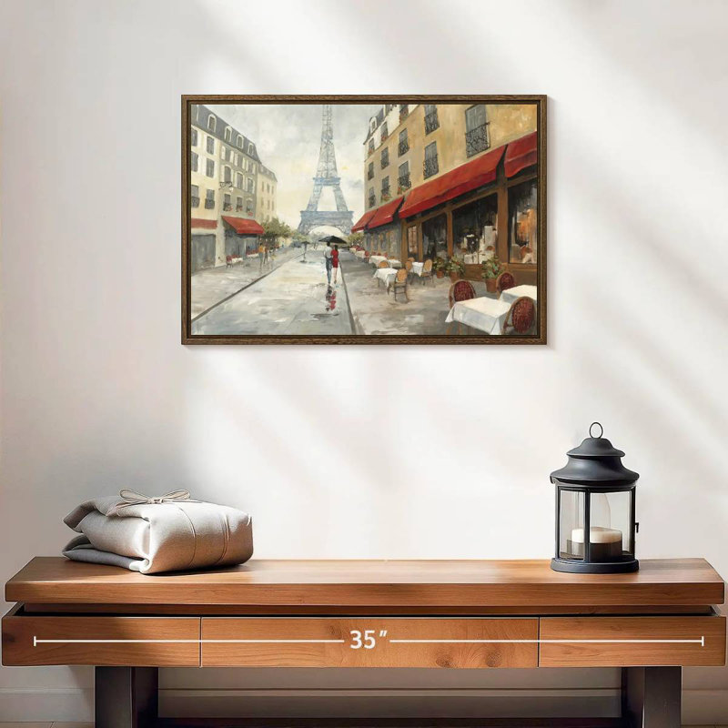 Le matin à Paris, 19 po x 13 po, Cadre flottant en noyer
