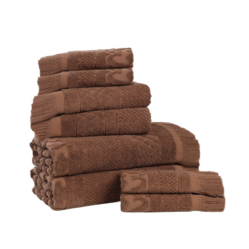 Serviette de bain Rolla, Ensemble de 8 serviettes 8 pièces, Chocolat