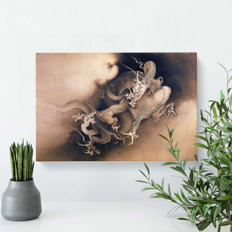 Two Dragons In The Clouds by Kano Hogai - Wrapped Canvas, 50cm H x 76cm W x 3cm D