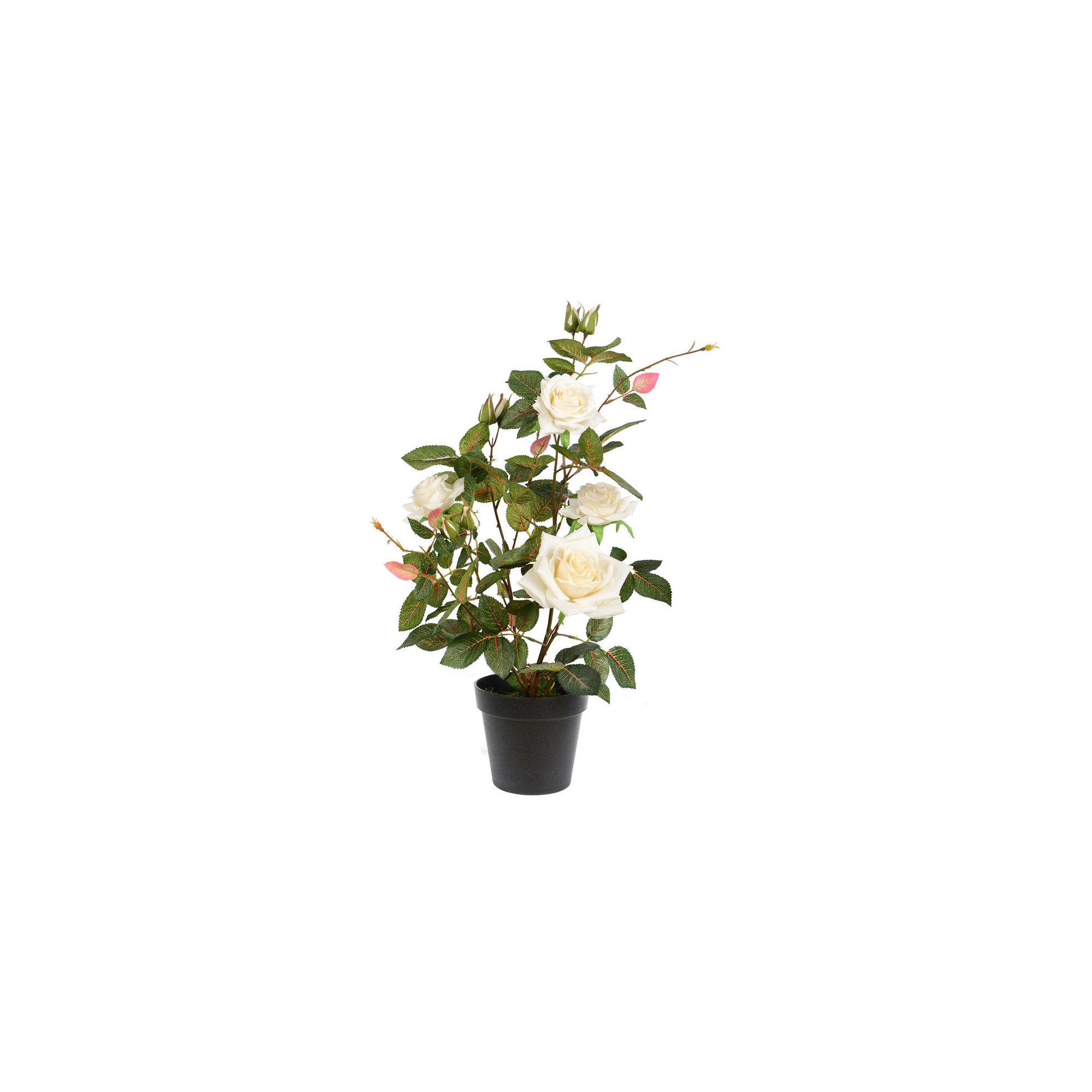 21" Artificial Yellow Rose Plant in Pot, White