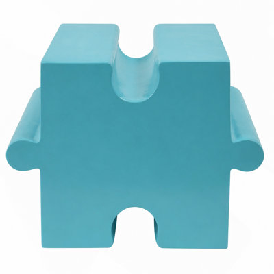 3-Piece Modular MGO Side Table Set, Indoor/Outdoor Interlocking Accent End Tables with Convex & Concave Puzzle Design, Light Green & Light Blue