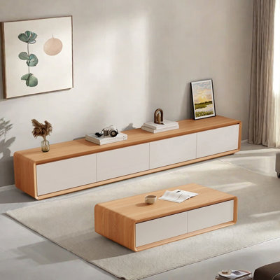 Rubberwood TV Stand and Coffee Table Set