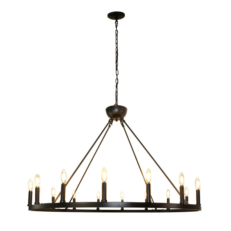 Falmacbreed 16 - Light Dimmable Wagon Wheel Chandelier