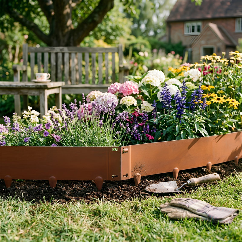Harbour Housewares 5pc Steel Lawn Edging Set - 5m x 16cm - Rust