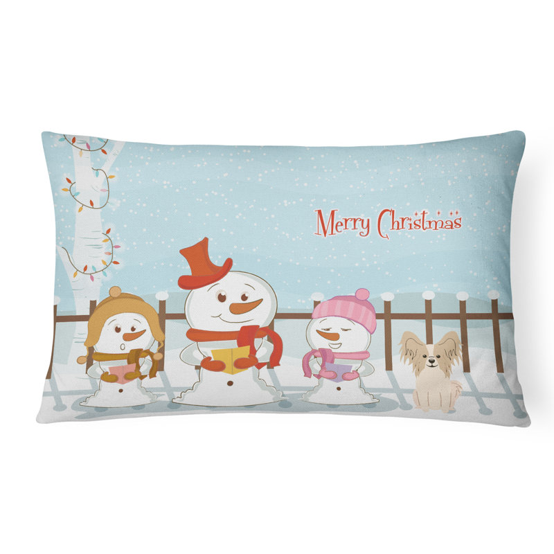 Coussin lombaire intérieur / extérieur Merry Christmas, Zibeline / blanc