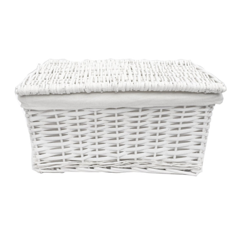 Brambly Cottage Wicker Decorative Basket, White, 24cm H x 46cm W x 35cm D