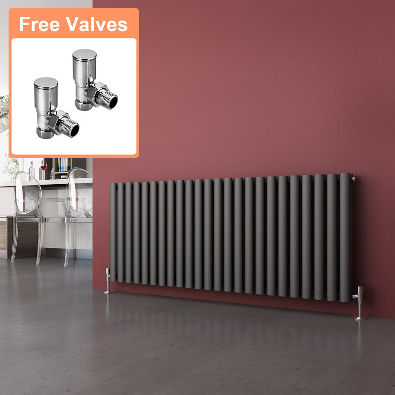 Salinas Horizontal Designer Radiator, Black, 60.0mm H x 119.0mm W x 82mm D