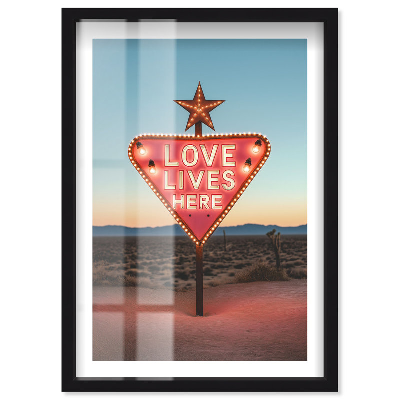Love Lives Here Shadowbox Print Western Framed Art by Notoriart, Black Frame, 11 x 16, 16" H x 11" W, Black