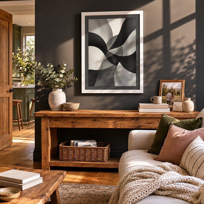 Spiral Vortex Geometric - Framed Print, A4 - 29.7 x 21.0 cm, White