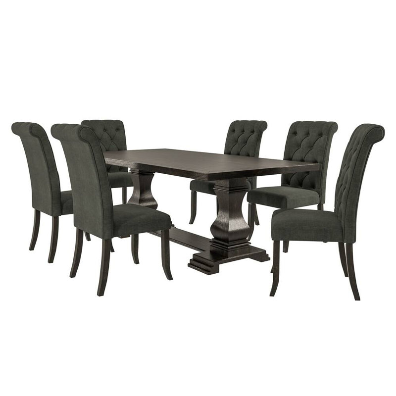 Biyron 6 - Person Trestle Dining Set, Gray