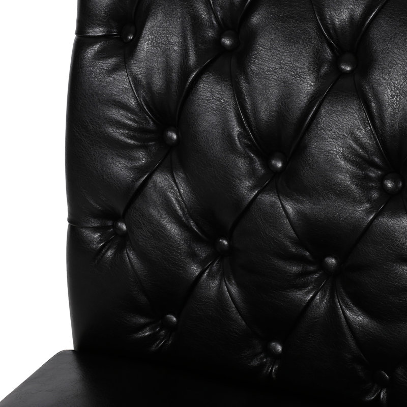Chaises de salle à manger noires (2) - Cuir d'unité centrale, cuir Flair de 2, élégance, Noir