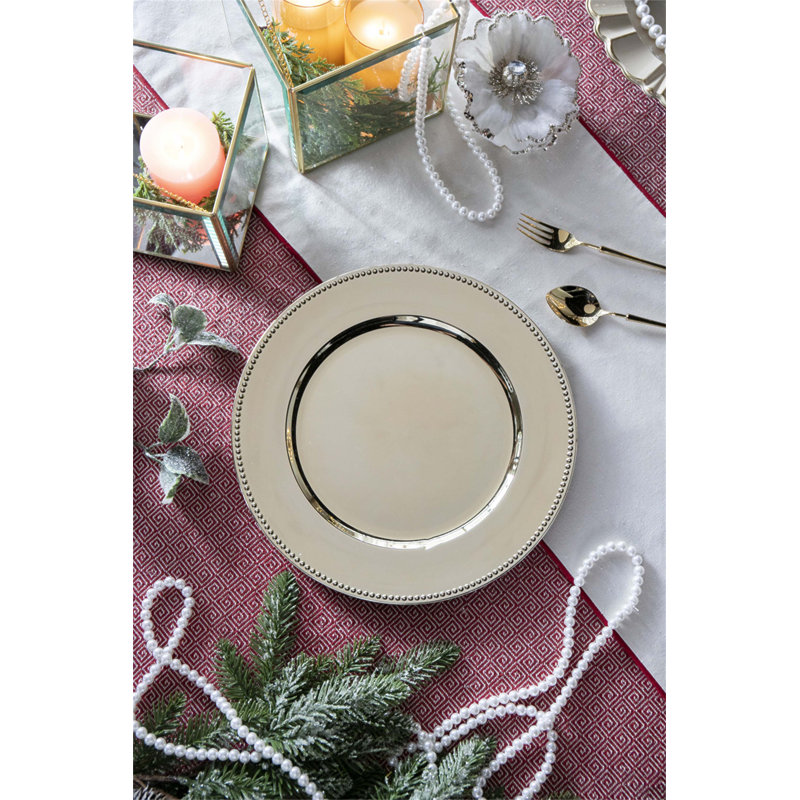 Ensemble de 8 assiettes de présentation en plastique durables, d'un diamètre de 13 pouces, parfaites pour rehausser le décor de la table et protéger le linge de table.