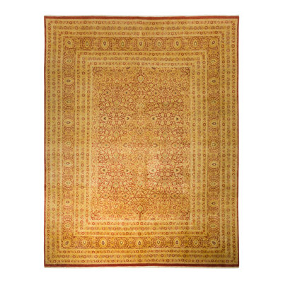 One-of-a-Kind 9' 4" X 11' 10" 2000s Wool Area Rug in Orange