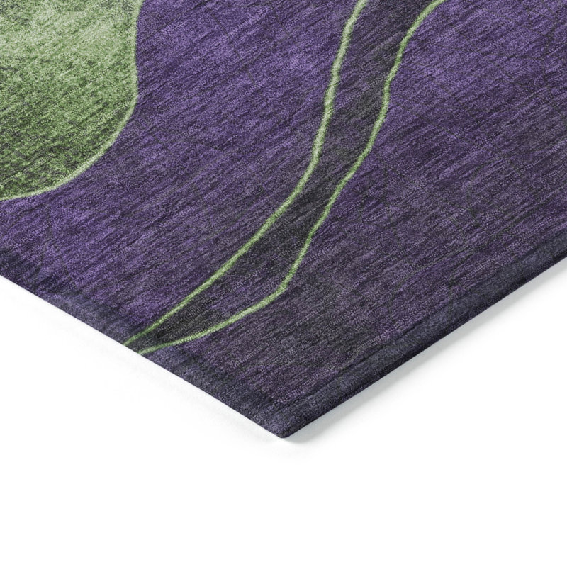 Tapis mauve lavable à la machine intérieur / extérieur Xhevrie, Rectangulaire 8 pi x 10 pi