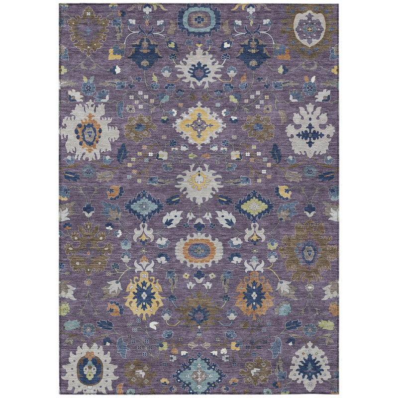 Machine Washable Indoor/Outdoor Chantille ACN2458 Traditional Rug, Plum, 8' x 10'