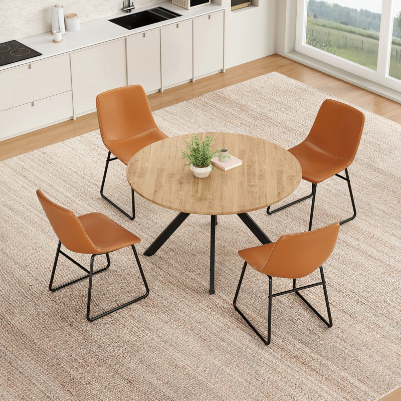 Chaise rembourrée en similicuir Ipke, Brun whisky