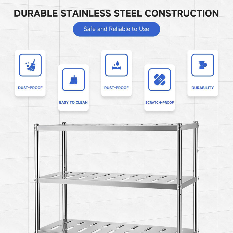 Capacity Shelf Unit With Adjustable Height And Vent Holes For Kitchen Garage Office