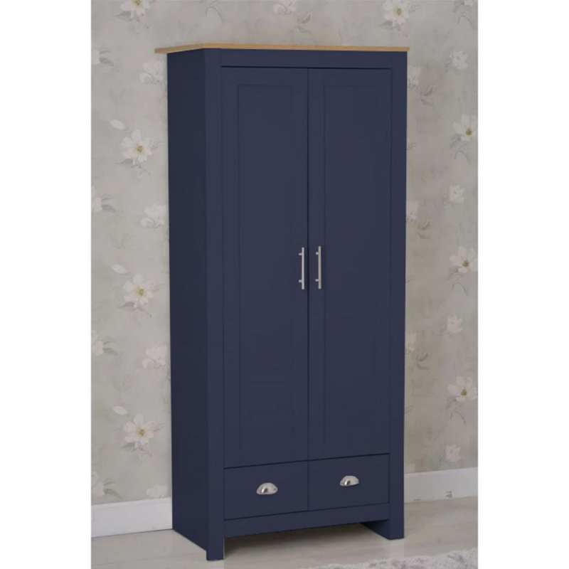 Annieruth 2 Door Manufactured Wood Wardrobe, Blue/Oak