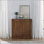 Buffet Mid-Century avec 2 portes coulissantes et bandes décoratives en bois massif, armoire de rangement pour le salon, la cuisine, la salle à manger, le vestibule, le couloir
