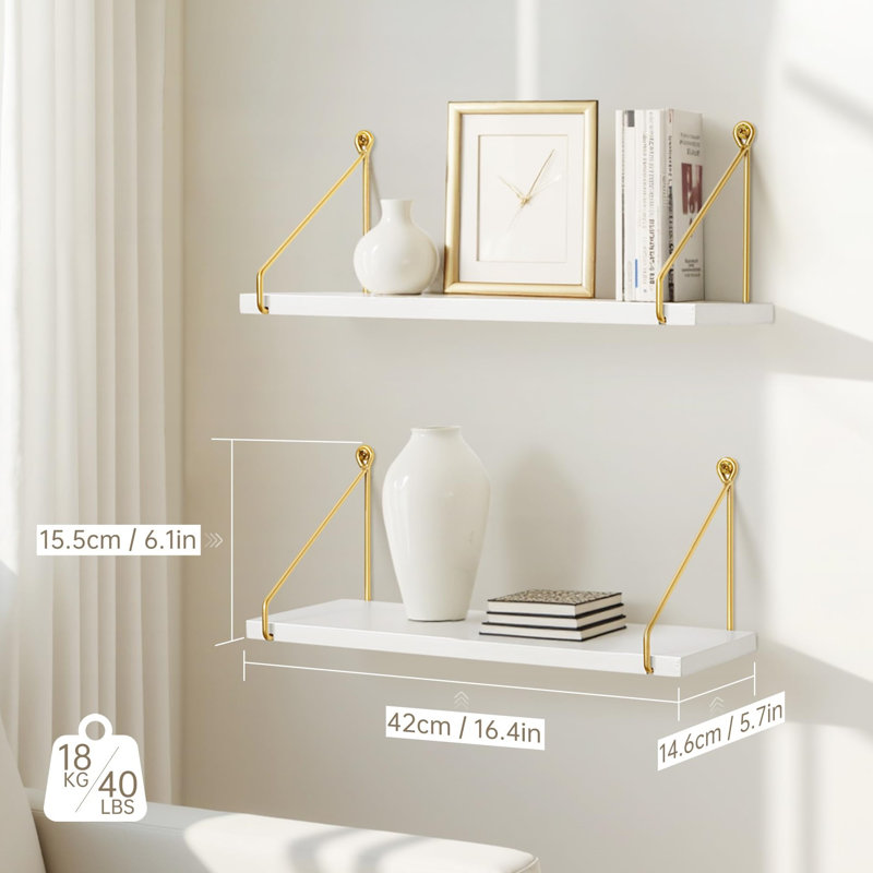 11.7"D x 16.5"W Floating Shelves for Wall,Bookshelf Organizers,Set of 2, 6.1" H x 16.5" W x 5.7" D