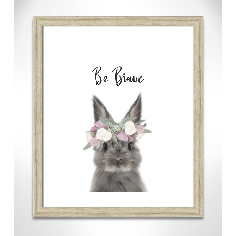 Le lapin est courage, H 36,5 po x l 26,5 po x P 0,63 po, Beige Flat Framed