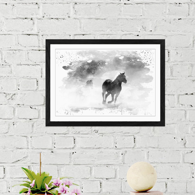Wild Running Horses - Wall Art, 45cm H x 62cm W, Framed Picture