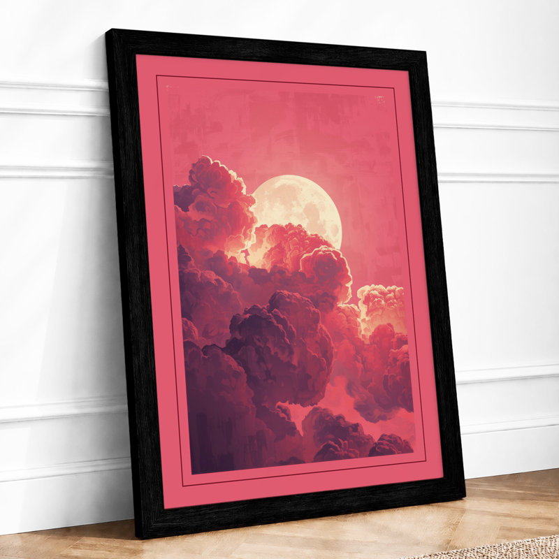 Moonlit Storm Romantic - Framed Print, A3 - 42.0 x 29.7 cm, Black