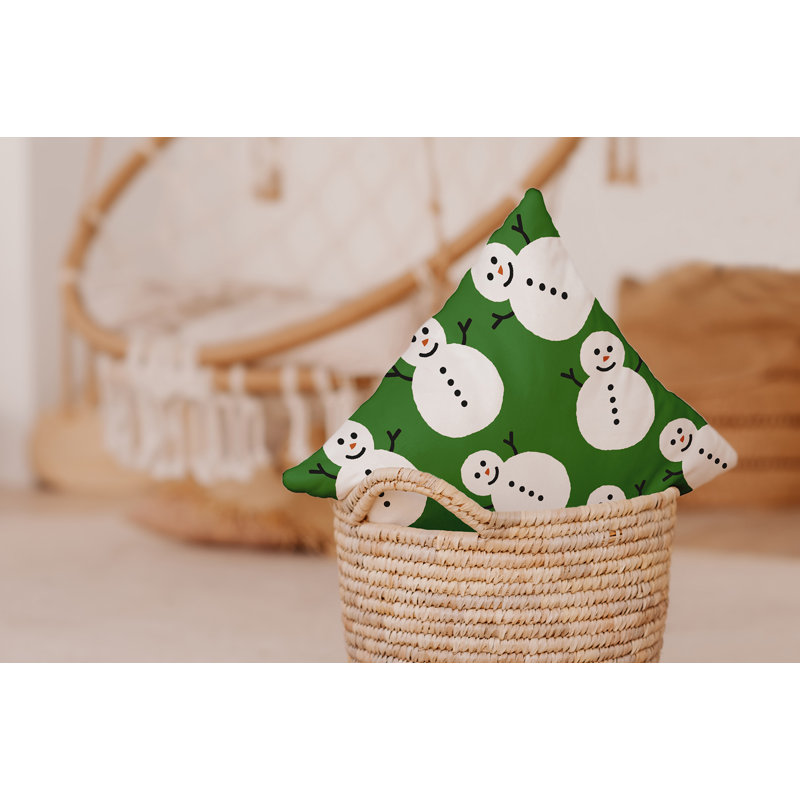 Coussin intérieur / extérieur Dancing Snowmen, Vert, H 16 po x l 16 po