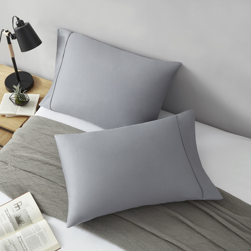 Ensemble de draps en satin 100 % coton d'une contexture de 400 fils, Simple, Gris