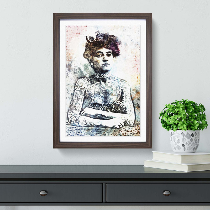 Tattooed Lady in Abstract - Framed Print, 36cm H x 27cm W x 2cm D, Walnut Framed