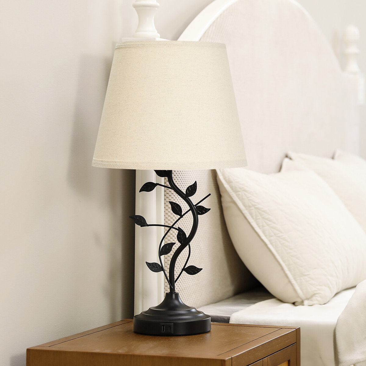 Winston Porter 25'' Black Metal Table Lamp with Touch Control and USB A&C & Reviews  view 2