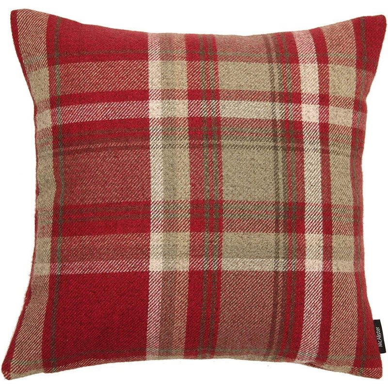 Plaid Square Throw Cushion, Red/White