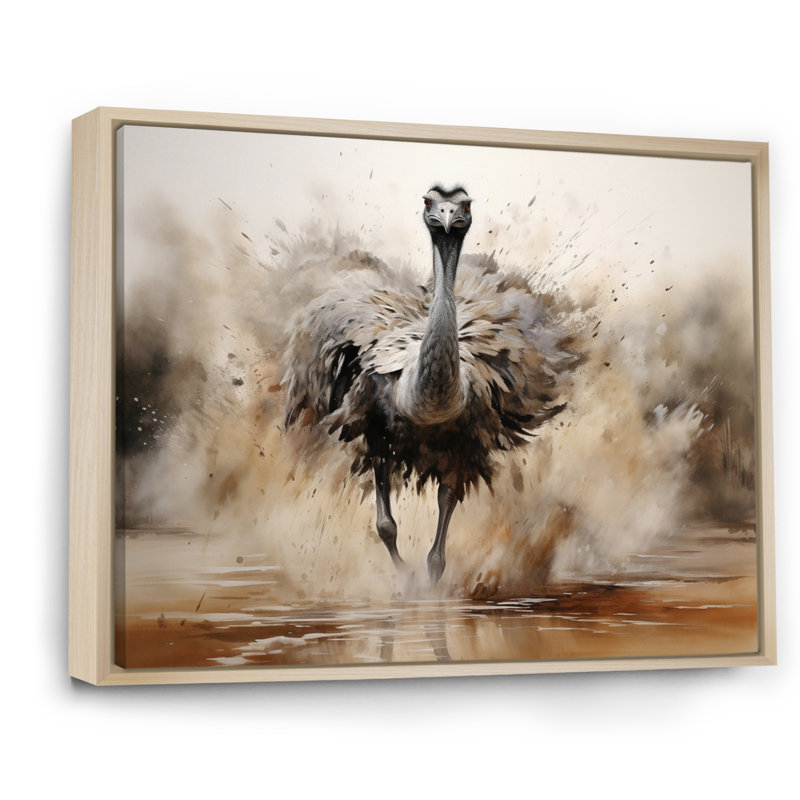 Autruches d'Afrique, impression sur toile, Cadre naturel flottant, H 16 po x l 32 po x P 1 po