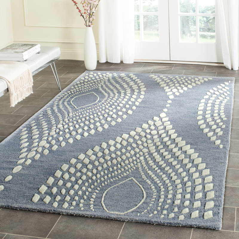 Tapis géométrique en laine touffeté à la main Bowers, Rectangle 8 pi x 10 pi