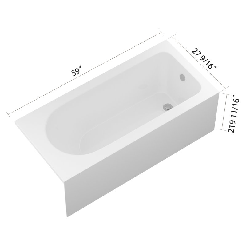 Baignoire en alcôve avec trop-plein et bonde