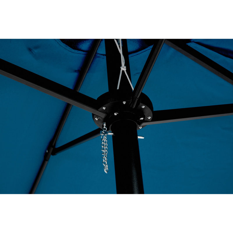 Parasol d'extérieur 14,8 pi rectangulaire double face - bleu foncé avec manivelle pour les fêtes dans la piscine