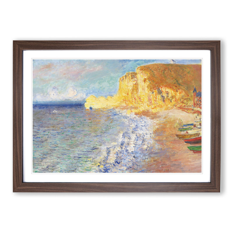 Morning in Etretat by Claude Monet - Picture Frame Painting, 48cm H x 65cm W x 2cm D, Walnut