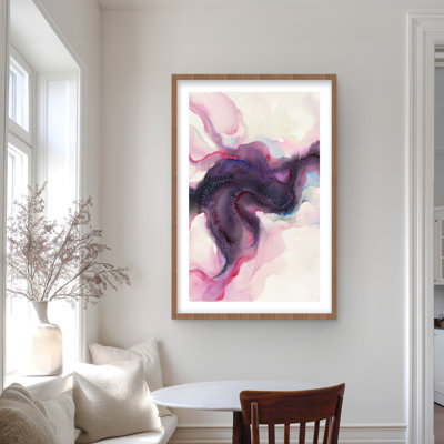 Celestial body - Pink Earth & Galaxy Framed Matted Print