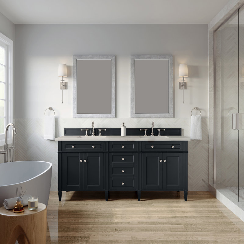 Meuble-lavabo double l 72 po Dussault, Noir onyx, 8 po, Sibérien