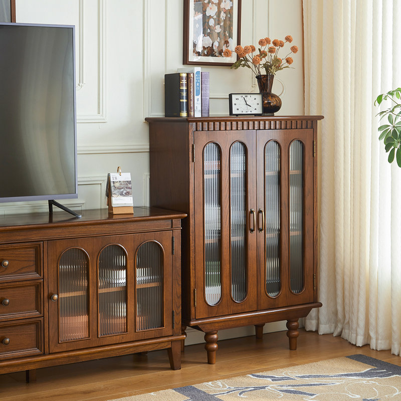 Nut-brown Solid Wood + Tempered Glass Display Cases