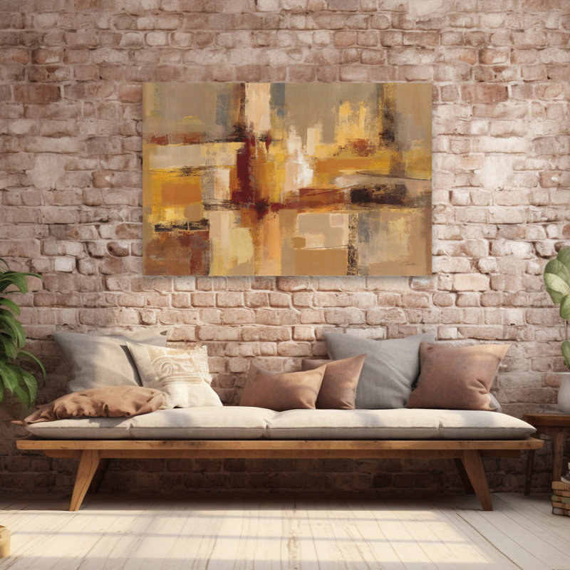 Sandcastles - Abstract Beige Black Brown, 60" H x 40" W